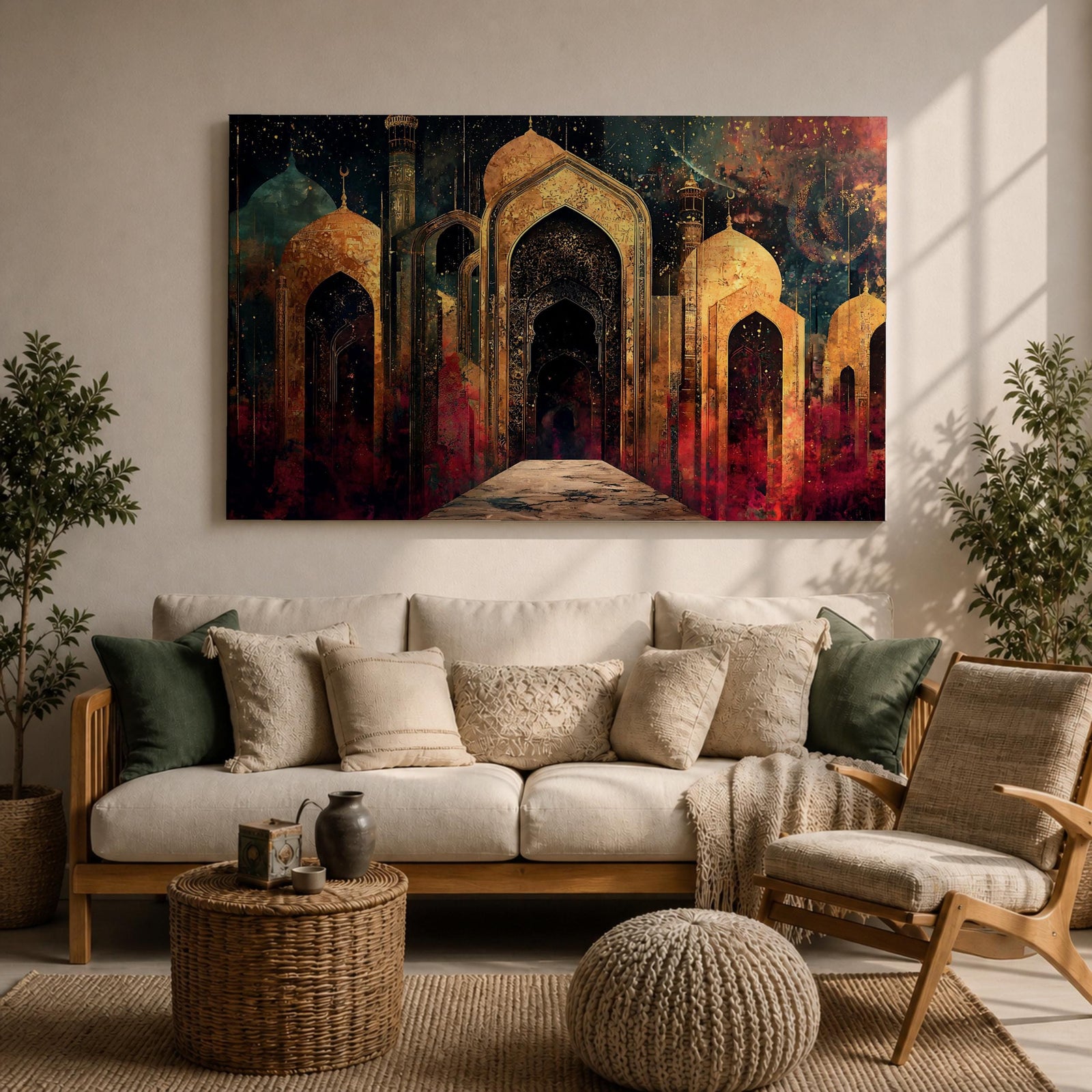 Islamic Archway Wall Art Moorish Arch Framed Canvas Ornate Palace Moroccan Home Decor