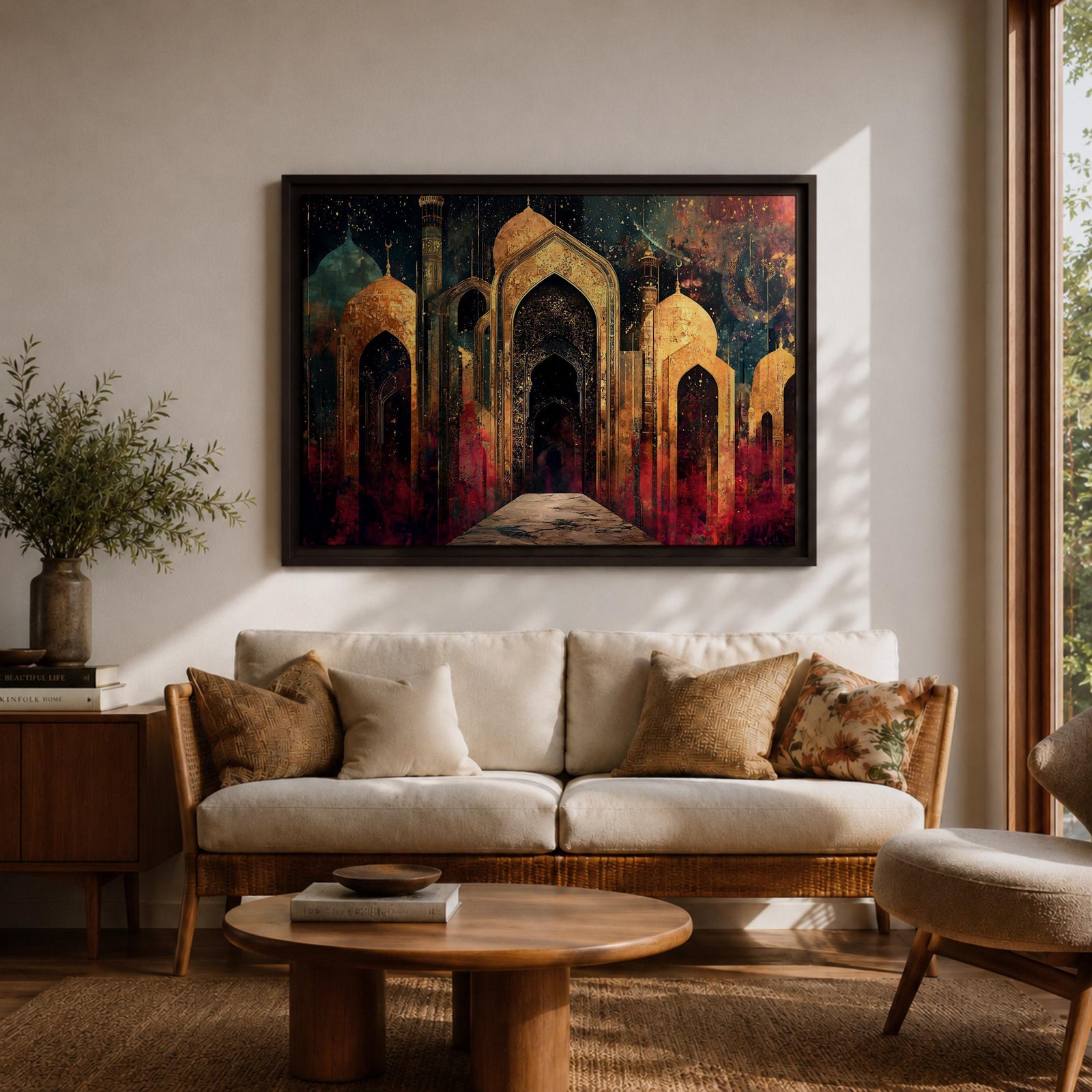 Islamic Archway Wall Art Moorish Arch Framed Canvas Ornate Palace Moroccan Home Decor