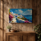 Santorini Landscape Wall Art Oia Greece Framed Canvas Coastal Living Room Boho Home Decor