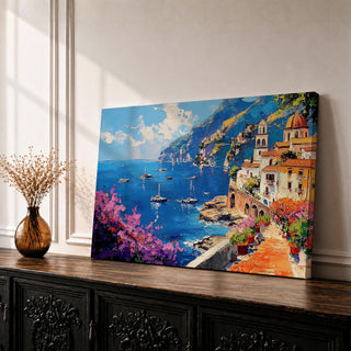 Amalfi Coast Wall Art Costiera Amalfitana Framed Canvas Mediterranean Impasto Living Room Decor