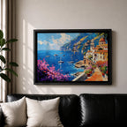 Amalfi Coast Wall Art Costiera Amalfitana Framed Canvas Mediterranean Impasto Living Room Decor