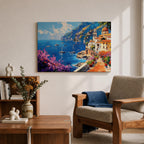 Amalfi Coast Wall Art Costiera Amalfitana Framed Canvas Mediterranean Impasto Living Room Decor