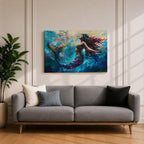 Mermaid Wall Art Sea Nymph Framed Canvas Ocean Fantasy Mythology Coastal Nautical Marine Decor