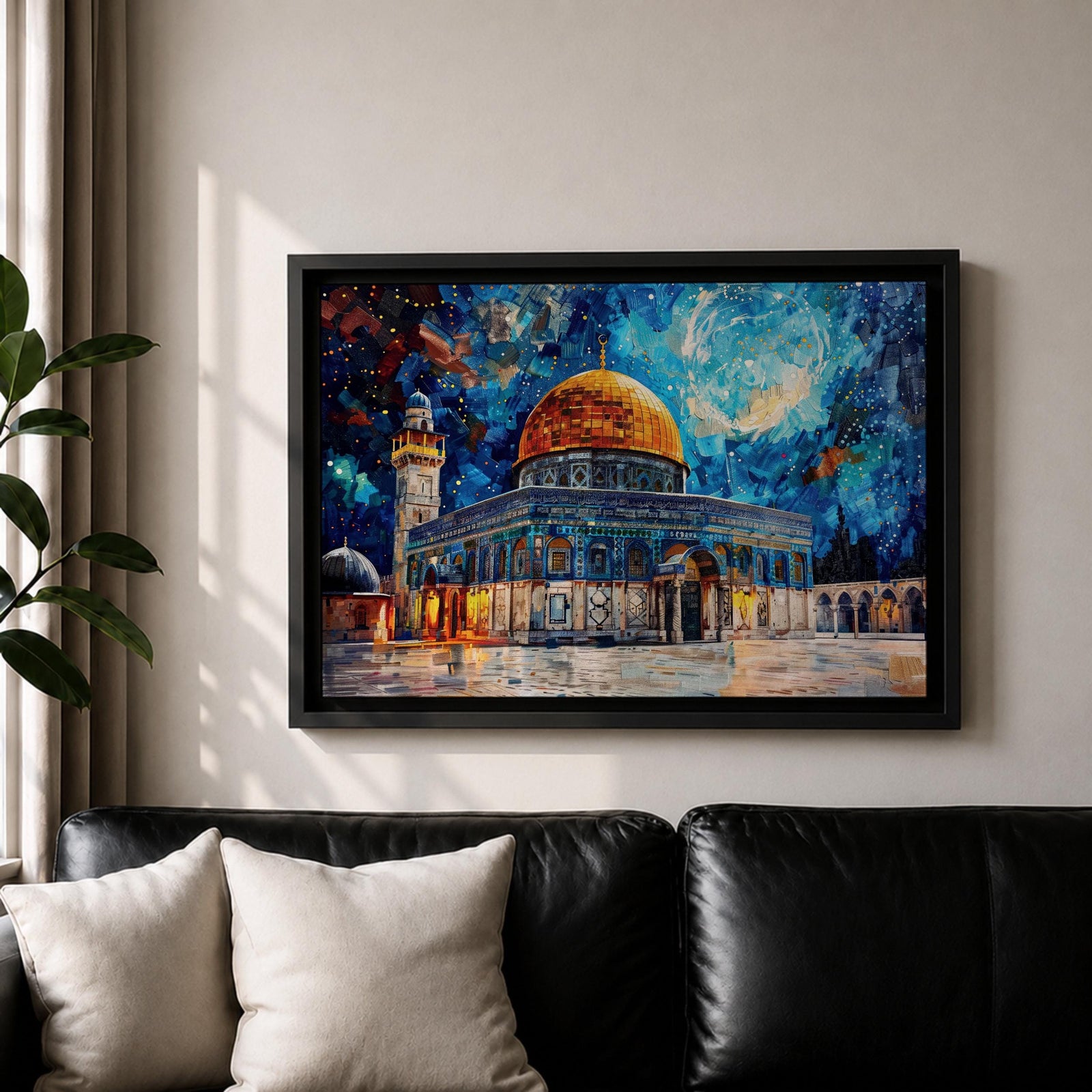 Dome of the Rock Wall Art Temple Mount Framed Canvas Islamic Architecture Home Decor