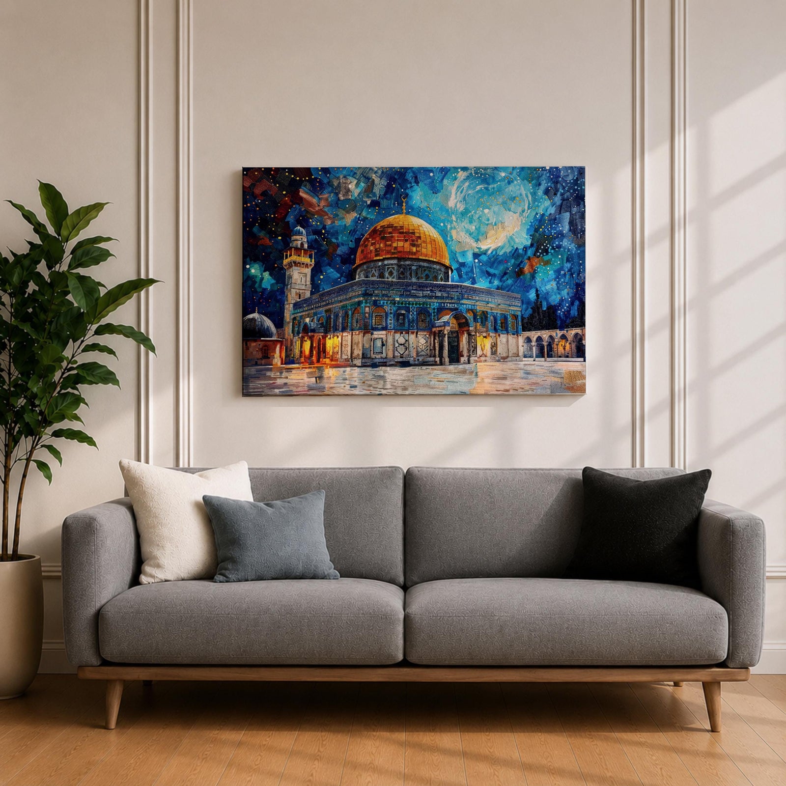 Dome of the Rock Wall Art Temple Mount Framed Canvas Islamic Architecture Home Decor