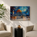 Dome of the Rock Wall Art Temple Mount Framed Canvas Islamic Architecture Home Decor