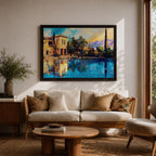 Mediterranean Villa Wall Art Toscana Framed Canvas Cypress Landscape Rustic Home Decor