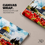 Dome of the Rock Wall Art Haram Al-Sharif Framed Canvas Poppy Field Islamic Decor