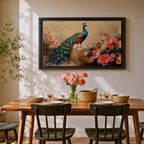 Peacock Wall Art Royal Feathers Framed Canvas Indian Peafowl Botanical Floral Exotic Garden Decor
