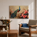 Peacock Wall Art Royal Feathers Framed Canvas Indian Peafowl Botanical Floral Exotic Garden Decor