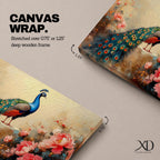 Peacock Wall Art Royal Feathers Framed Canvas Indian Peafowl Botanical Floral Exotic Garden Decor