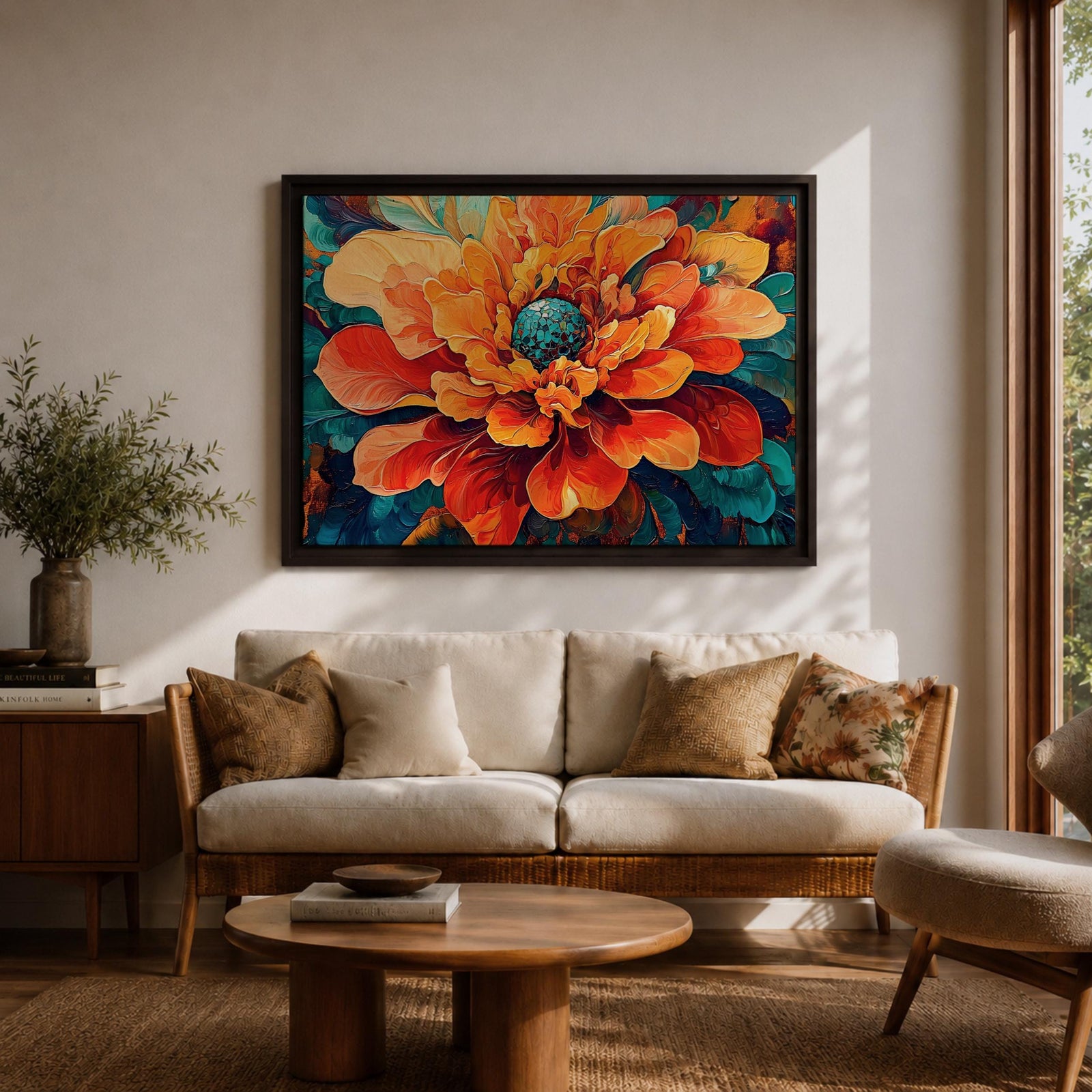 Peony Wall Art Bloom Framed Canvas Botanical Garden Abstract Floral Living Room Home Decor