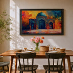 Islamic Mosque Wall Art Mughal Mosque Framed Canvas Ornate Archway Muslim Home Decor