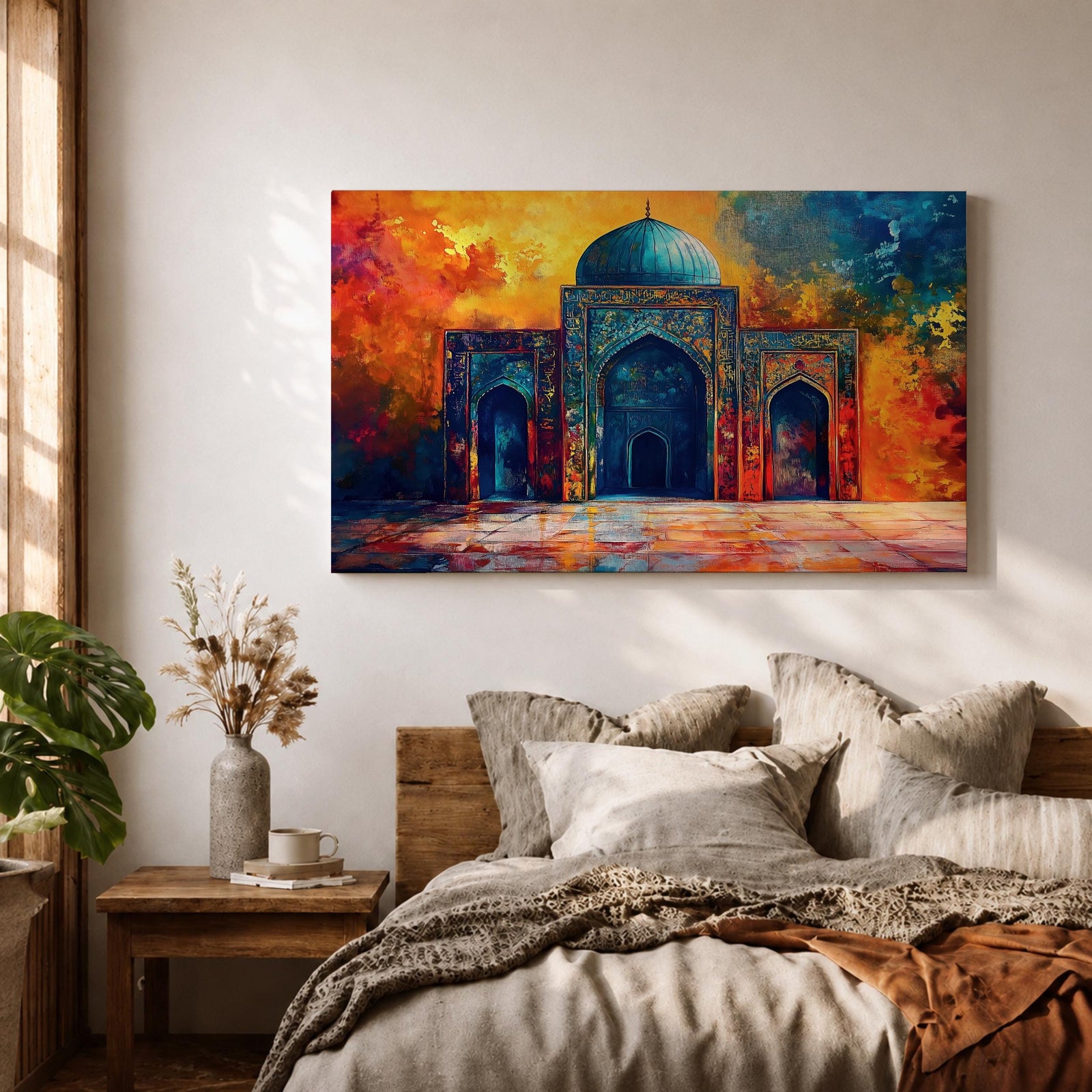 Islamic Mosque Wall Art Mughal Mosque Framed Canvas Ornate Archway Muslim Home Decor
