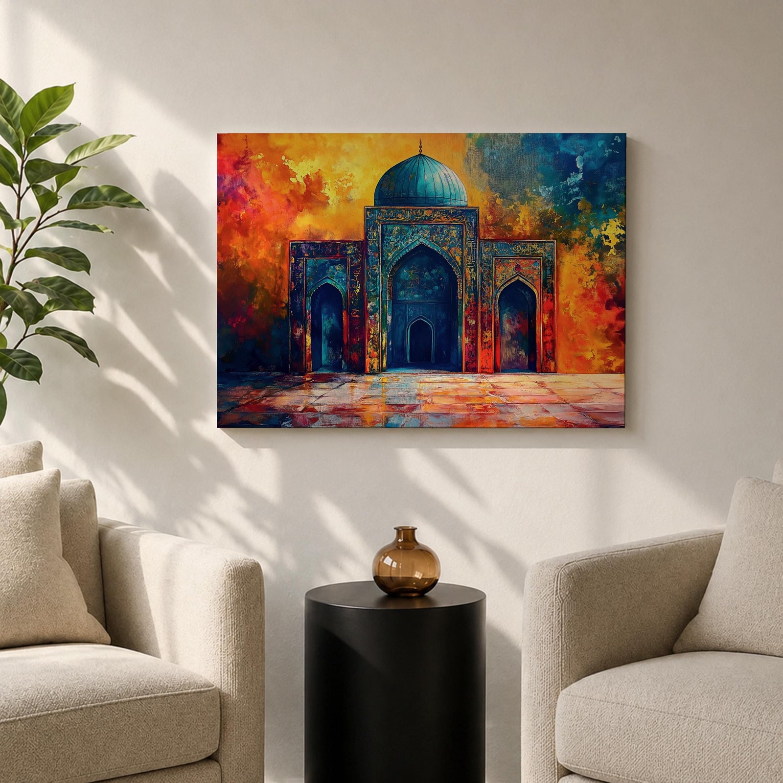 Islamic Mosque Wall Art Mughal Mosque Framed Canvas Ornate Archway Muslim Home Decor