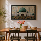 Masjid Al Nabawi Wall Art Prophets Mosque Framed Canvas Green Dome Mosaic Islamic Decor