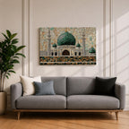 Masjid Al Nabawi Wall Art Prophets Mosque Framed Canvas Green Dome Mosaic Islamic Decor