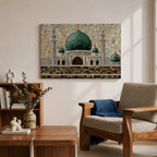 Masjid Al Nabawi Wall Art Prophets Mosque Framed Canvas Green Dome Mosaic Islamic Decor