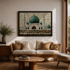 Masjid Al Nabawi Wall Art Prophets Mosque Framed Canvas Green Dome Mosaic Islamic Decor