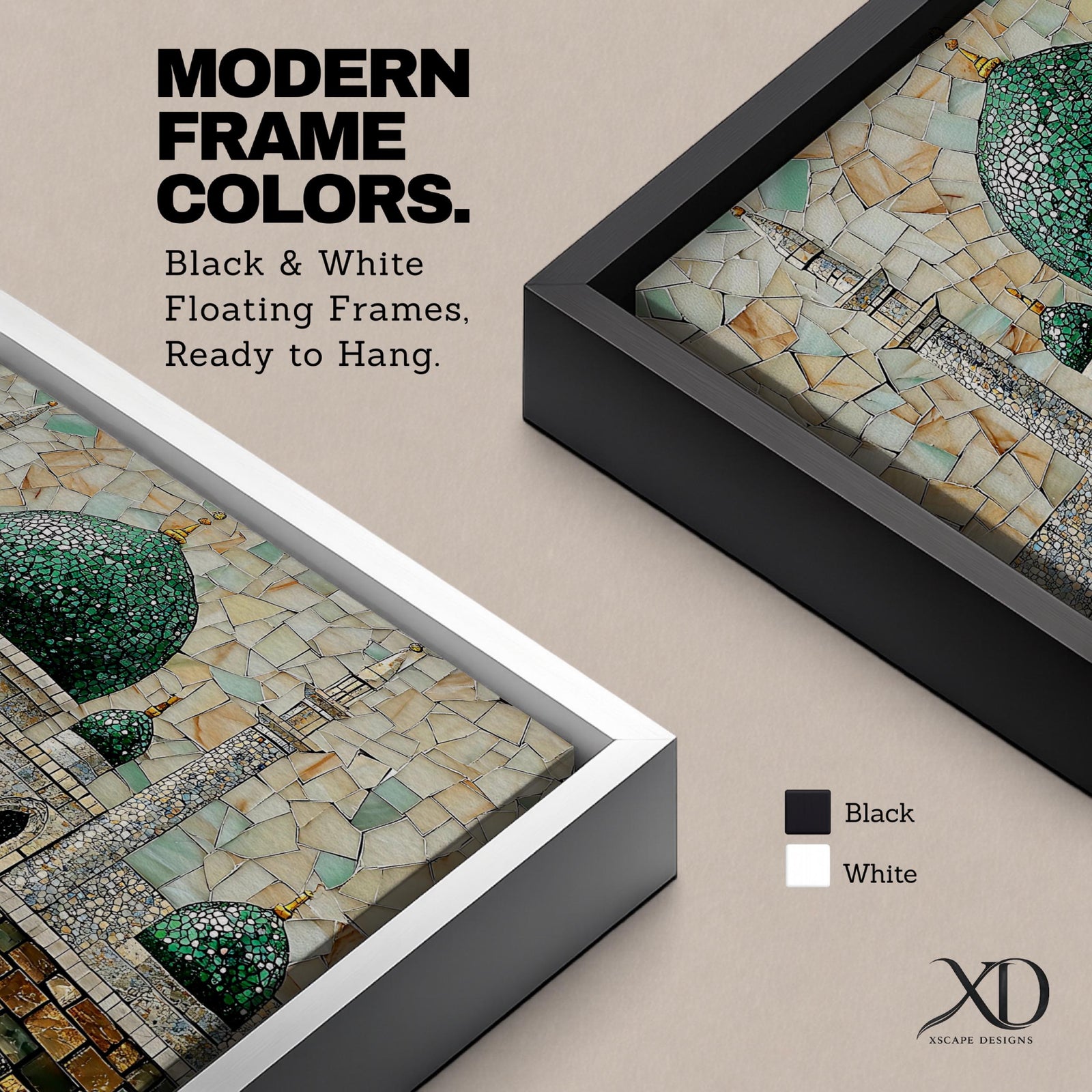 Masjid Al Nabawi Wall Art Prophets Mosque Framed Canvas Green Dome Mosaic Islamic Decor