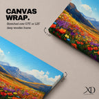 Mountain Wildflower Wall Art Alpine Meadow Framed Canvas Landscape Impasto Rustic Home Decor