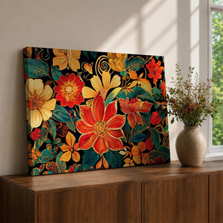 Floral Wall Art Garden Bloom Framed Canvas Botanical Flower Colorful Nature Spring Boho Decor