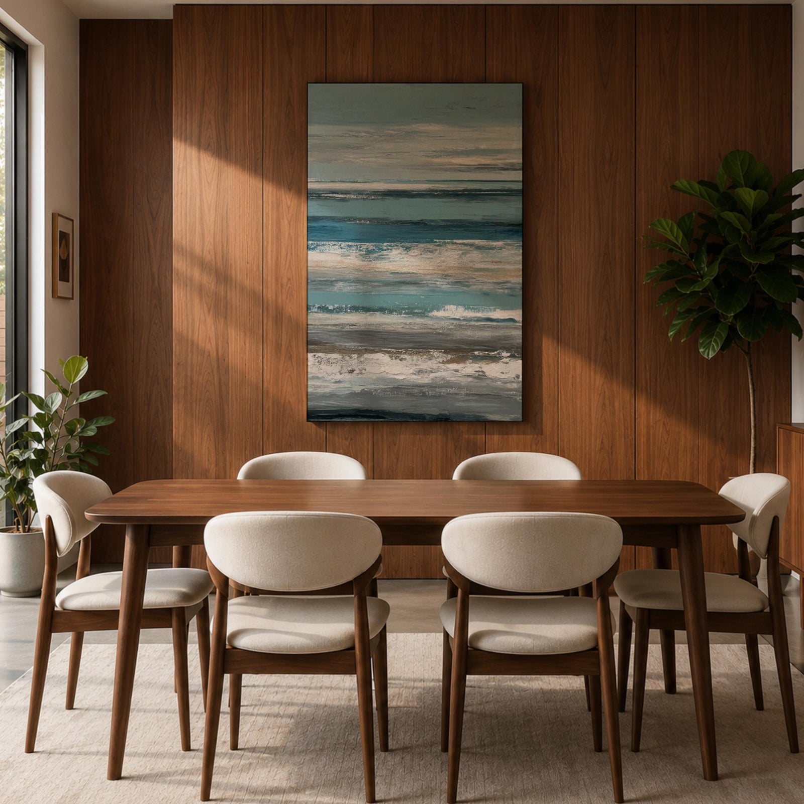 Create a calming retreat with this Ocean Wave Wall Art, featuring soft blue-gray coastal tones and layered abstract seascape textures. This serene canvas print captures the peaceful rhythm of the ocean, making it a beautiful addition to beach homes, bedrooms, living rooms, or coastal-inspired interiors.