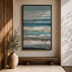 Create a calming retreat with this Ocean Wave Wall Art, featuring soft blue-gray coastal tones and layered abstract seascape textures. This serene canvas print captures the peaceful rhythm of the ocean, making it a beautiful addition to beach homes, bedrooms, living rooms, or coastal-inspired interiors.