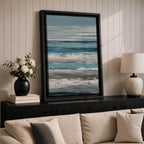Create a calming retreat with this Ocean Wave Wall Art, featuring soft blue-gray coastal tones and layered abstract seascape textures. This serene canvas print captures the peaceful rhythm of the ocean, making it a beautiful addition to beach homes, bedrooms, living rooms, or coastal-inspired interiors.