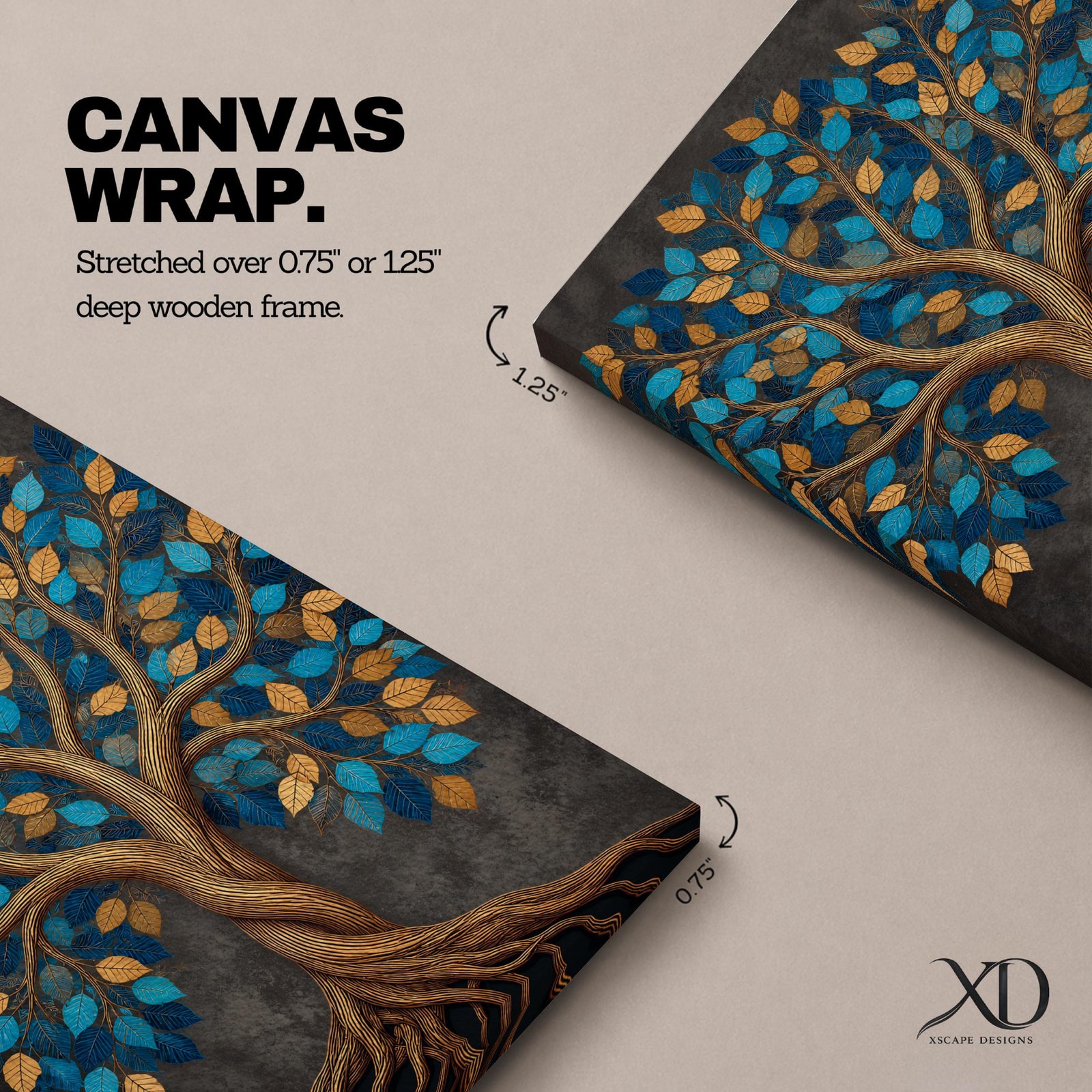 Bring harmony and elegance into your home with this Tree of Life Wall Art, featuring striking teal and gold leaves against a richly textured charcoal background. Twisting branches and intricate roots create a contemporary botanical design that symbolizes strength, growth, and connection, making it a beautiful centerpiece for spiritual and modern interiors.