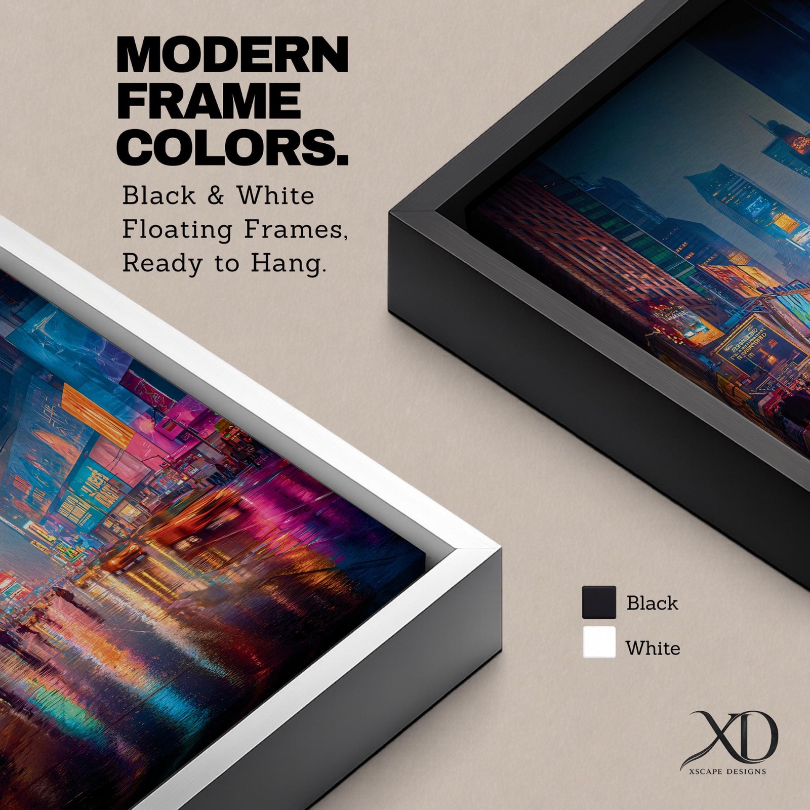 Vibrant Times Square wall art featuring neon billboards, glowing skyscrapers, city traffic, pedestrians, and colorful reflections on rain-soaked streets. Modern urban canvas artwork inspired by New York City nightlife and contemporary metropolitan decor.