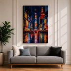 Bring the energy of Manhattan into your space with this Times Square Wall Art, featuring vibrant neon reflections shimmering across rain-soaked streets in a rich impressionist style. Bold city lights, expressive brushwork, and dramatic nighttime colors make this New York canvas a striking centerpiece for offices, lofts, and modern interiors.