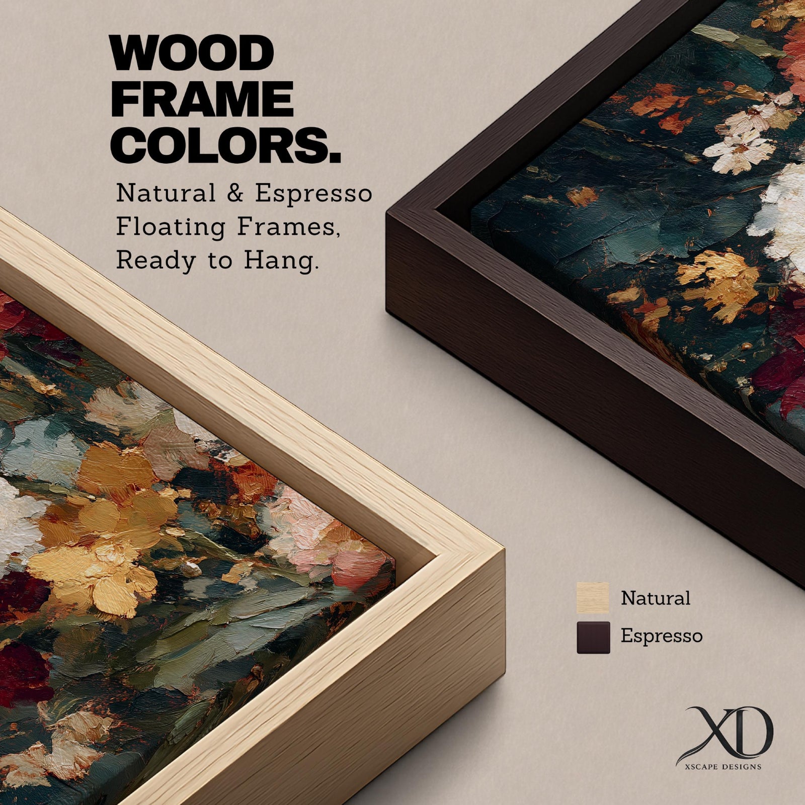 Moody floral wall art featuring richly textured blossoms in cream, burgundy, blush pink, and golden tones against a deep dark background. Expressive impressionist brushwork and layered botanical details create an elegant vintage-inspired composition perfect for sophisticated home decor.