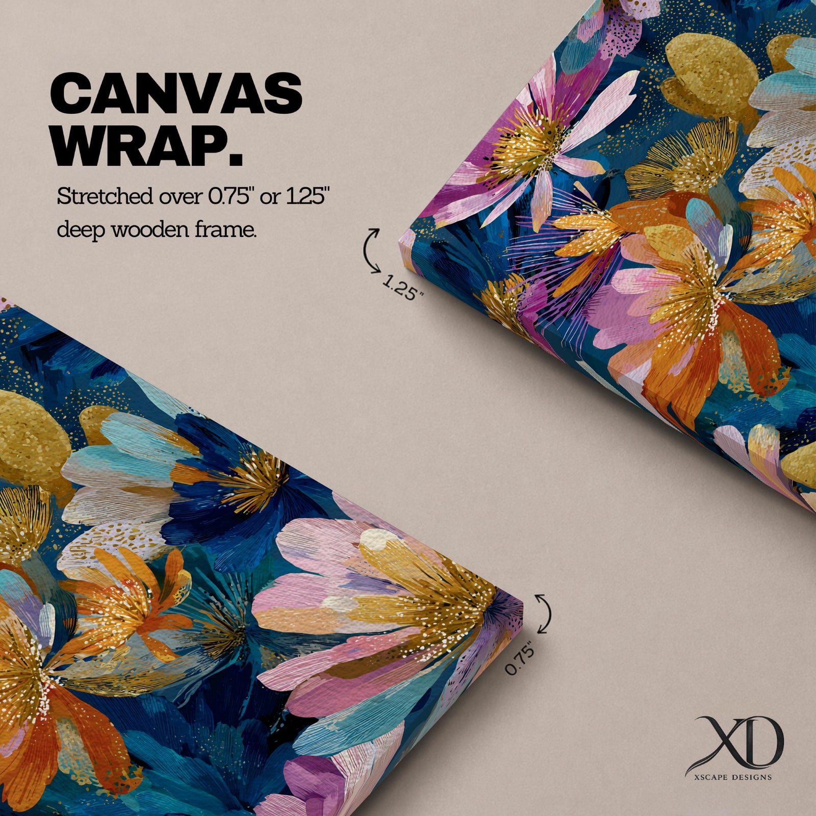 Brighten your home with this Abstract Floral Wall Art, featuring vibrant wildflowers in rich jewel tones accented with elegant gold details. Bold botanical brushstrokes and expressive contemporary styling create a stunning statement piece for living rooms, bedrooms, and modern interiors.
