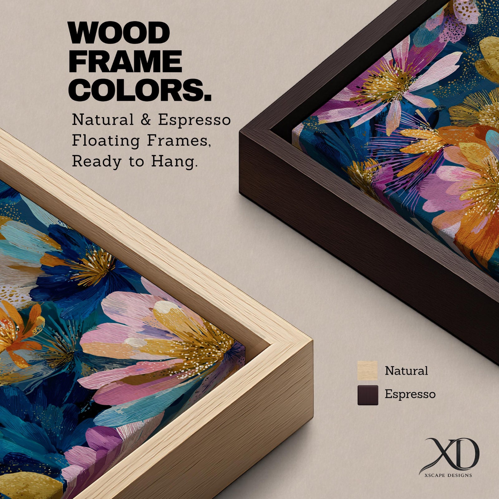Brighten your home with this Abstract Floral Wall Art, featuring vibrant wildflowers in rich jewel tones accented with elegant gold details. Bold botanical brushstrokes and expressive contemporary styling create a stunning statement piece for living rooms, bedrooms, and modern interiors.