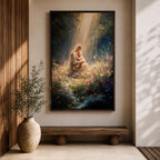 Bring timeless faith and serenity into your home with this Madonna and Child Wall Art, featuring heavenly sunbeams illuminating a peaceful wildflower meadow. This elegant Christian canvas print celebrates maternal love with soft painterly details, making it a beautiful focal point for any prayer room, nursery, or living space.