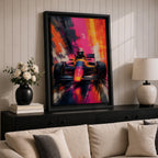 Ignite your passion for motorsport with this Formula One Wall Art, featuring a race car charging forward in a vibrant abstract painting. Bold neon colors, expressive brushstrokes, and dramatic motion make this canvas print a striking centerpiece for man caves, racing rooms, and automotive-inspired spaces.