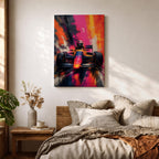 Ignite your passion for motorsport with this Formula One Wall Art, featuring a race car charging forward in a vibrant abstract painting. Bold neon colors, expressive brushstrokes, and dramatic motion make this canvas print a striking centerpiece for man caves, racing rooms, and automotive-inspired spaces.