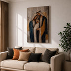 Celebrate faith and family with this Holy Family Wall Art, featuring Mary, Joseph, and the infant Jesus in a beautifully textured painterly style with elegant gold leaf-inspired accents. This timeless Catholic canvas print brings warmth, peace, and devotion to prayer rooms, home altars, churches, or living spaces.