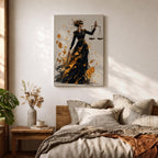 Add sophistication to your legal space with this Lady Justice Wall Art, featuring a striking abstract depiction of the blindfolded goddess holding the scales of justice. Bold gold splashes and expressive brushstrokes create a powerful canvas print for lawyer offices, law firms, and courtrooms.