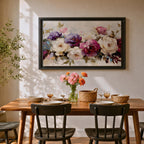 Peony Wall Art Bouquet Framed Canvas Botanical Garden Impasto Floral Bedroom Home Decor