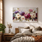 Peony Wall Art Bouquet Framed Canvas Botanical Garden Impasto Floral Bedroom Home Decor