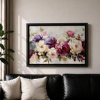 Peony Wall Art Bouquet Framed Canvas Botanical Garden Impasto Floral Bedroom Home Decor