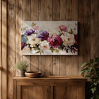 Peony Wall Art Bouquet Framed Canvas Botanical Garden Impasto Floral Bedroom Home Decor