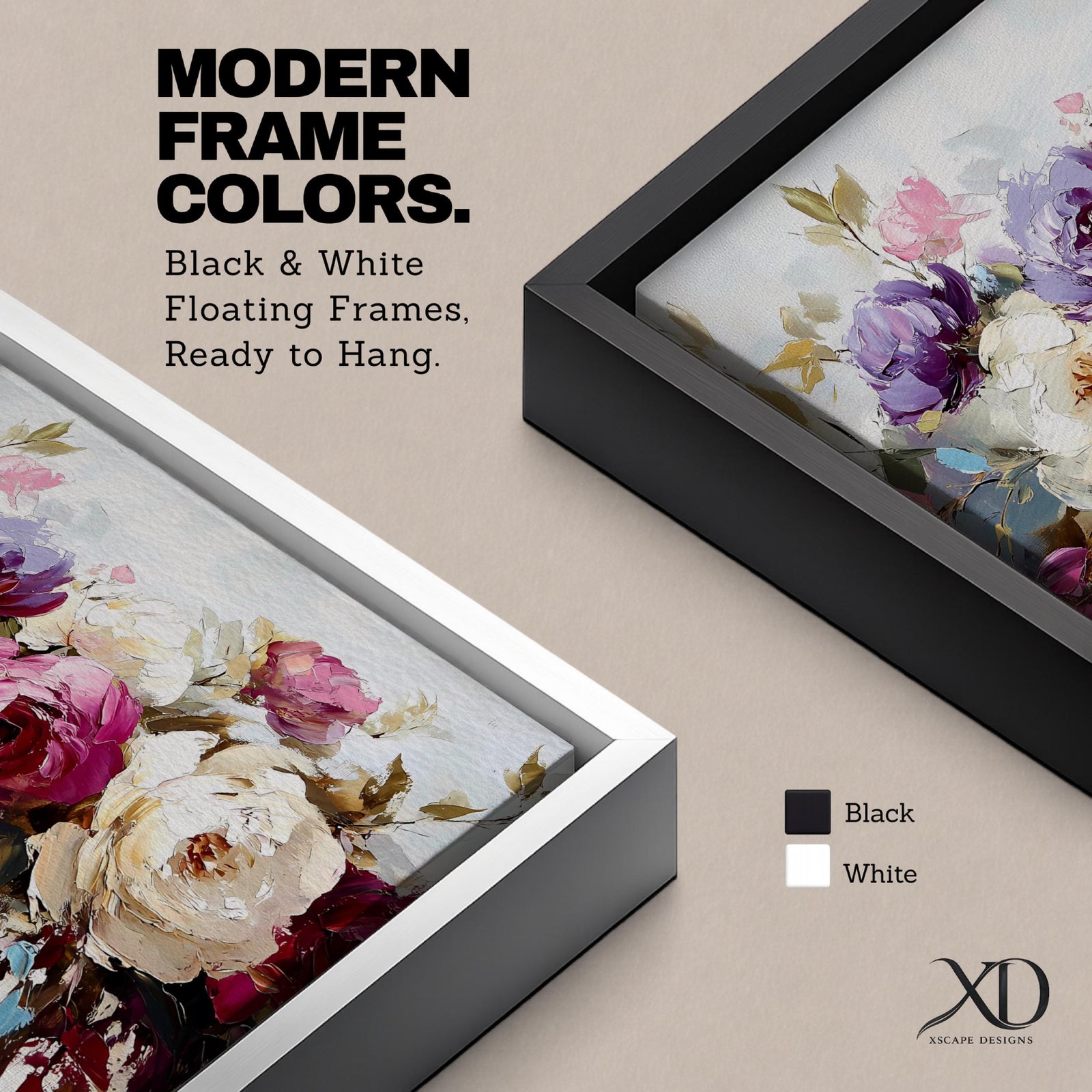 Peony Wall Art Bouquet Framed Canvas Botanical Garden Impasto Floral Bedroom Home Decor