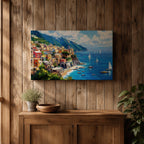 Amalfi Coast Wall Art Positano Italy Framed Canvas Mediterranean Landscape Living Room Decor
