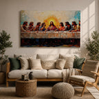 Last Supper Wall Art Jesus and Apostles Framed Canvas Christian Biblical Rustic Home Decor