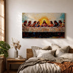 Last Supper Wall Art Jesus and Apostles Framed Canvas Christian Biblical Rustic Home Decor