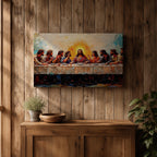 Last Supper Wall Art Jesus and Apostles Framed Canvas Christian Biblical Rustic Home Decor