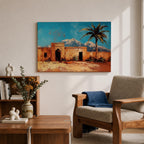 Moroccan Village Wall Art North Africa Framed Canvas Desert Landscape Impasto Rustic Home Decor